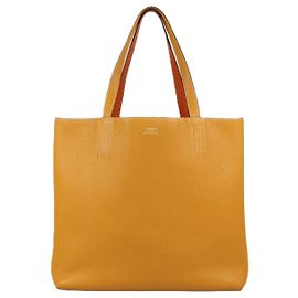 Hermès Hermes Orange Curry Clemence Leather Double Sens 36 Bolsa Tote Reversível