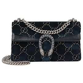 Gucci Teal/Black GG Velvet and Leather Small Rectangular Dionysus Shoulder Bag