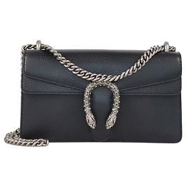 Gucci Dionysus kleine rechteckige Schultertasche aus schwarzem Leder