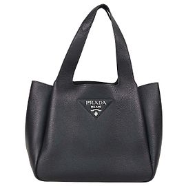 Prada Black Vitello Daino Leather Small Dynamique Tote