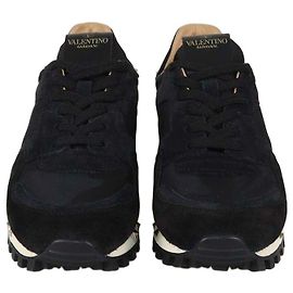 Sneakers basse Rockstud Valentino in camoscio e nylon camouflage nero