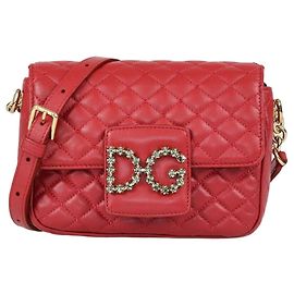 Borsa a tracolla Dolce & Gabbana Red Quilted Leather DG Millennials Crystal