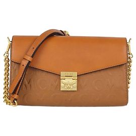 Bolsa Crossbody Tracy em couro gofrado marrom MCM