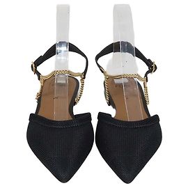 Sandali bassi slingback in mesh nero Fendi