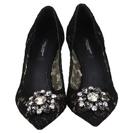 Zapatos de tacón Bellucci Dolce & Gabbana de encaje negro con cristales
