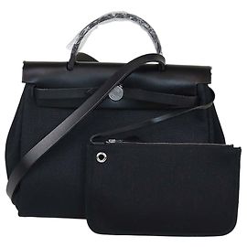 Hermès Borsa Herbag Zip 31 Hermes in tela nera e pelle Vache Hunter