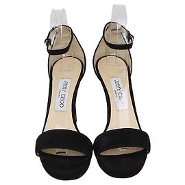 Sandali con cinturino alla caviglia Misty in camoscio nero Jimmy Choo