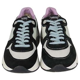 Golden Goose Black/White Suede and Nylon Running Sole Sneakers