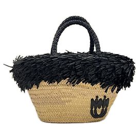 Borsa in paglia Miu Miu con logo