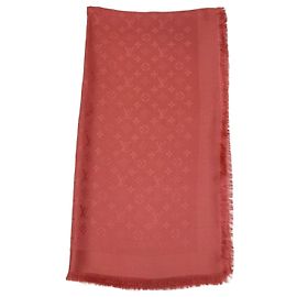 Chal clásico Monogram Louis Vuitton de seda y lana Terracotta
