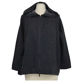Sudadera oversized con cremallera de cashmere gris Brunello Cucinelli