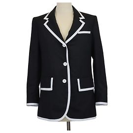 Thom Browne Blazer aus schwarzer Wolle Super 120s in Leinwandbindung