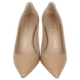 Décolleté a punta in pelle beige Stuart Weitzman