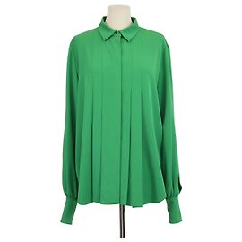 Camicia a maniche lunghe Elie Saab in cady leggero plissettato verde