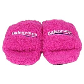 Ciabatte flat in ecopelliccia shearling fucsia Balenciaga