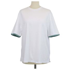 Hermès T-shirt a maniche corte Hermes in piqué di cotone bianco Sellier