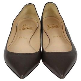 Ballerine a punta in pelle grigio scuro Christian Louboutin