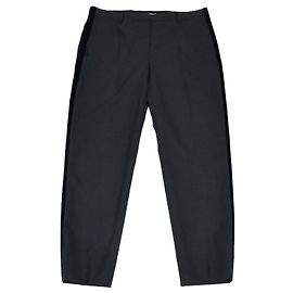 Prada Hose aus Wolle in Dunkelgrau/Blau mit Samtbesatz