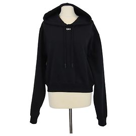 Off White Felpa cropped Off-White in cotone nero con stampa logo