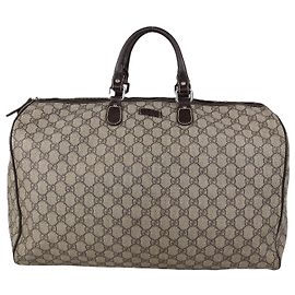 Borsa Duffle Gucci in Tela GG Supreme Marrone Scuro/Beige