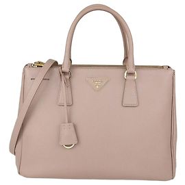 Prada Medium Double Zip Tote aus beigem Saffiano-Leder