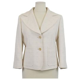 Gucci einreihiges Jackett aus Baumwolle und Wolle in Creme