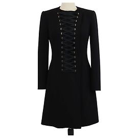 Cappotto in jersey nero con dettaglio stringato Elisabetta Franchi