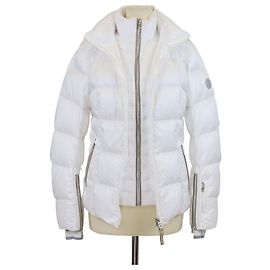 Casaco Bogner x Goan Thylmann Hoodie em nylon branco com patch de logo e fecho duplo