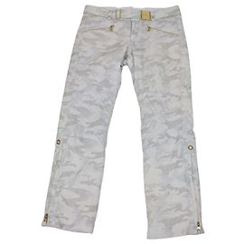 Calças de esqui Bogner cinzentas com padrão de camuflagem em mistura de nylon e cinto