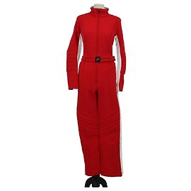 Mono de esquí Bogner Talisha de cuello alto y manga larga, nailon acolchado rojo/blanco