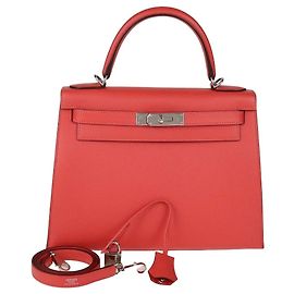 Hermès Bolsa Kelly Sellier 28 Hermes Rose Jaipur em couro Epsom com hardware Palladium