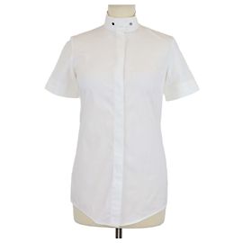 Camisa Gucci Equestrian de manga corta y cuello mao en mezcla de algodón blanco