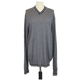 Hermès Hermes grauer V-Ausschnitt Langarmpullover aus Kaschmir und Seide