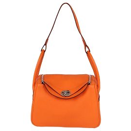 Hermès Borsa Hermes Lindy 26 in pelle Clemence Orange Minium