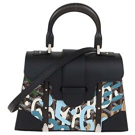 Sac à main Mini Saigon avec poignée Goyard Black Goyardine Canvas Letters Camouflage