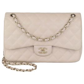 Borsa Chanel Jumbo Classic Double Flap in pelle matelassé Light Beige