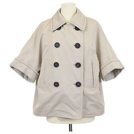 Chaqueta corta de manga corta cruzada beige Brunello Cucinelli