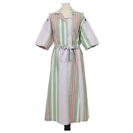 Autre Marque Vestido midi de trabajo Stine Goya en algodón multicolor Forest Stripe