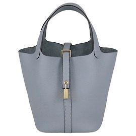 Hermès Hermes Picotin Lock 18 Tasche aus Clemence Leder Gris Pantin