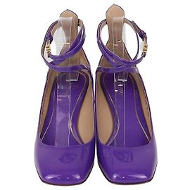 Sapatos de salto bloco Valentino Tan-Go em couro envernizado roxo