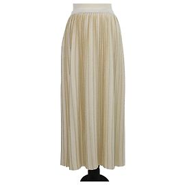 Falda midi plisada de punto de lana Lurex crema/oro Gucci