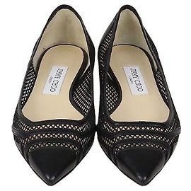 Jimmy Choo Spitze Ballerinas aus schwarzem Mesh-Nylon und Leder