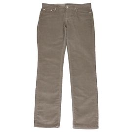 Pantalón de corte recto en pana de mezcla de algodón beige oscuro Loro Piana