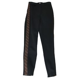 Pantalones Fendi de jersey piqué negro con detalle del logotipo FF
