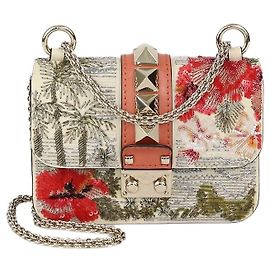 Valentino Multicolor Leather Beaded Rockstud Mini Glam Lock Shoulder Bag