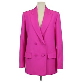 Valentino zweireihiger Blazer aus Seide & Wolle in Fuchsia
