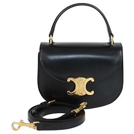 Céline Bolsa Mini Besace Clea em couro brilhante preto Celine