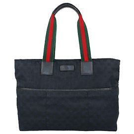 Borsa Tote con zip Gucci in Canvas GG nero con manici Web