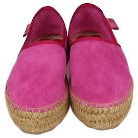 Love Moschino Fuchsia Suede Platform Espadrille Flats