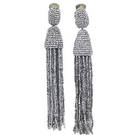 Orecchini a clip Oscar De La Renta Beaded Classic Short tassel